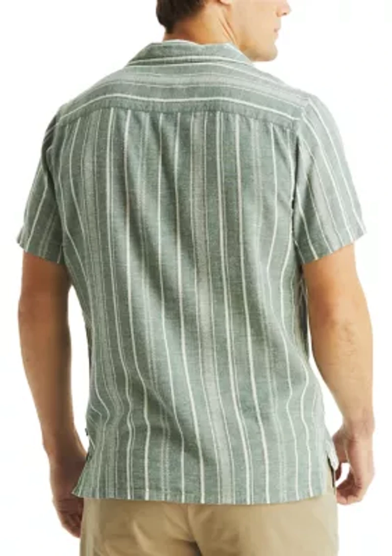Big & Tall Striped Short Sleeve Camp Shirt