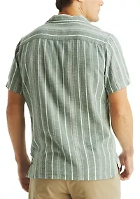 Big & Tall Striped Short Sleeve Camp Shirt