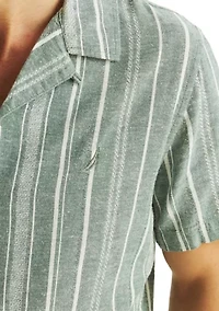 Big & Tall Striped Short Sleeve Camp Shirt