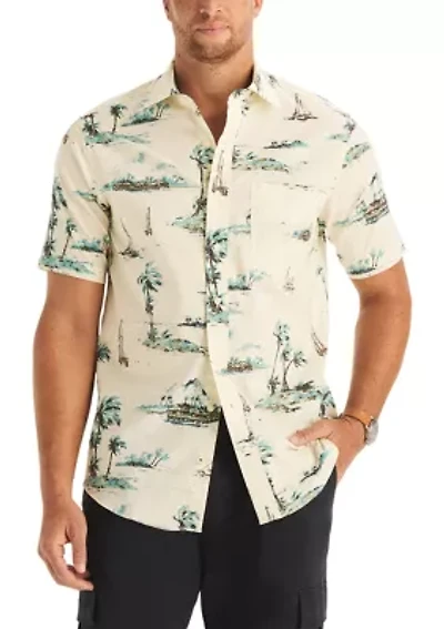 Big & Tall Short Sleeve Tencel Scenic Printed Shirt