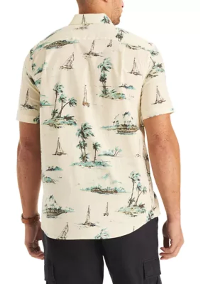 Big & Tall Short Sleeve Tencel Scenic Printed Shirt