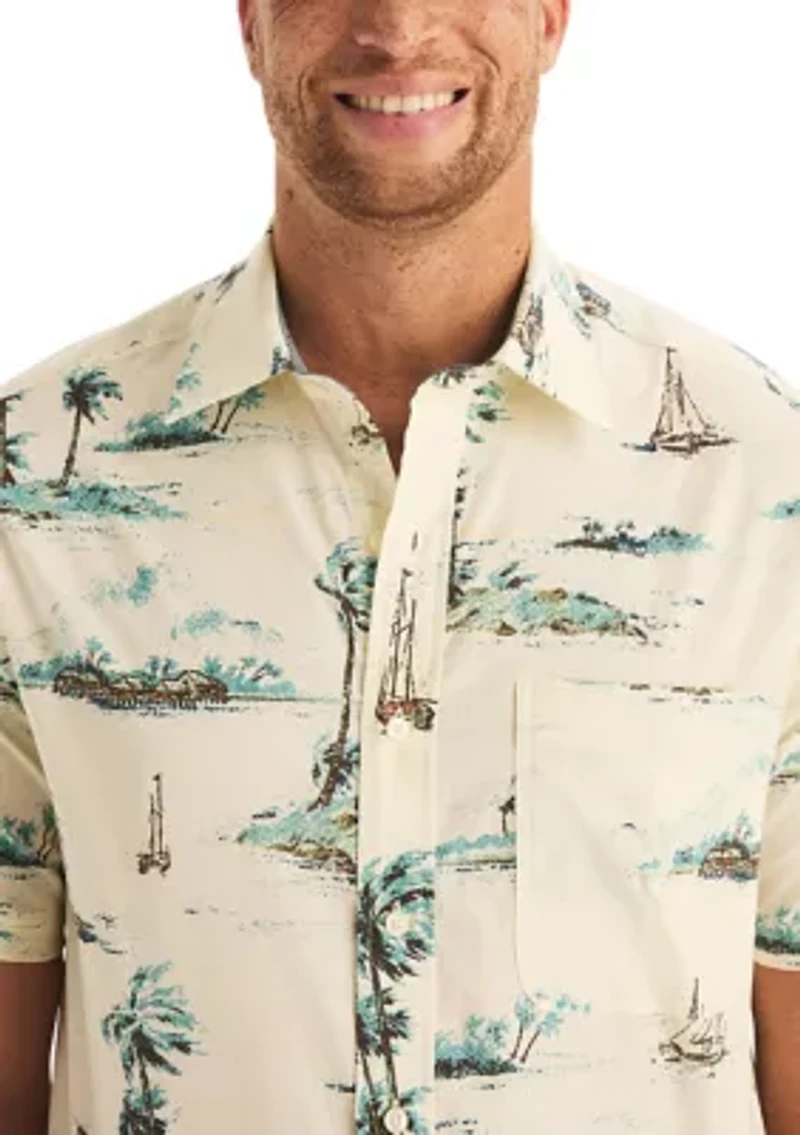 Big & Tall Short Sleeve Tencel Scenic Printed Shirt