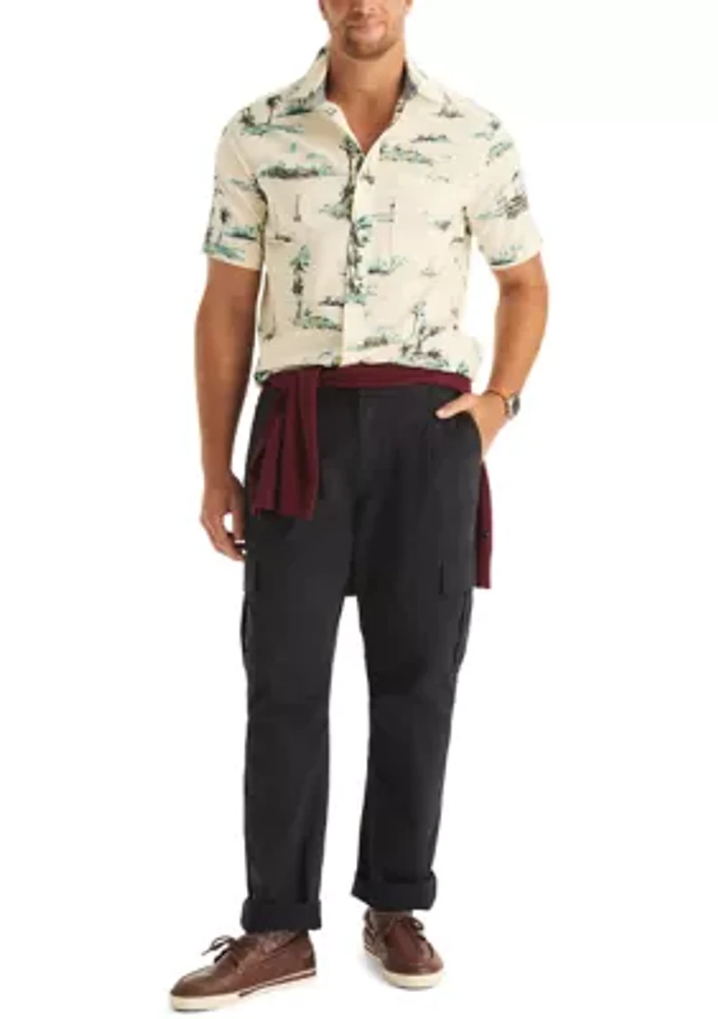 Big & Tall Short Sleeve Tencel Scenic Printed Shirt