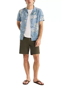 Big & Tall Short Sleeve Linen Scenic Print Woven Shirt