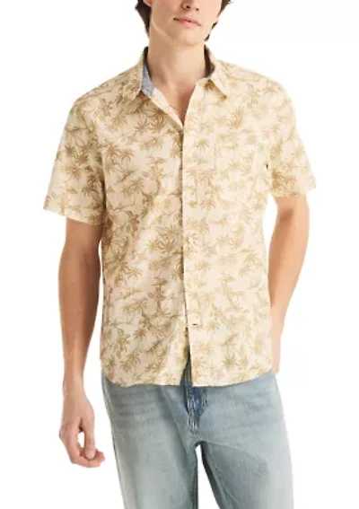 Big & Tall Short Sleeve Tencel Tropical Print Woven Shirt