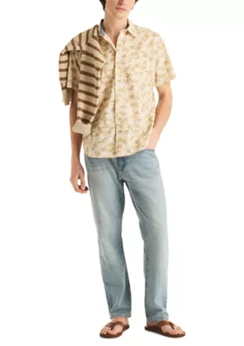 Big & Tall Short Sleeve Tencel Tropical Print Woven Shirt
