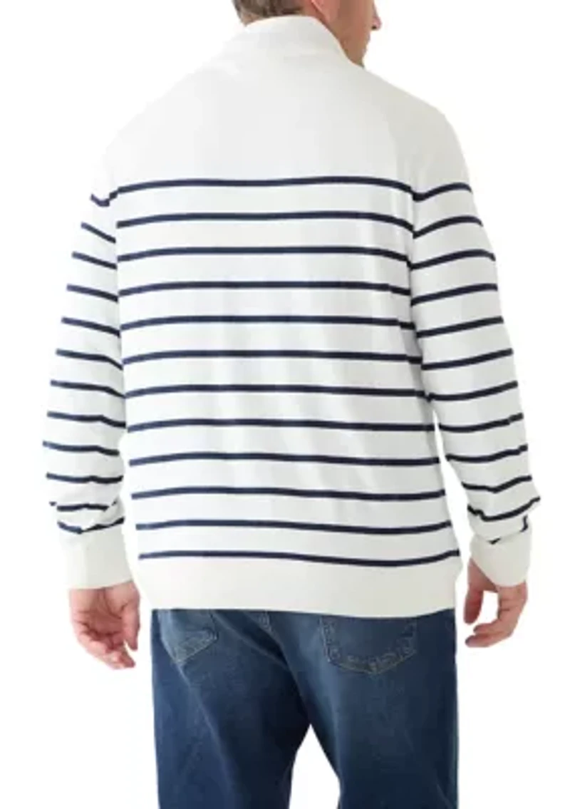 Big & Tall Navtech Striped Quarter-Zip Sweater