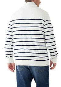Big & Tall Navtech Striped Quarter-Zip Sweater