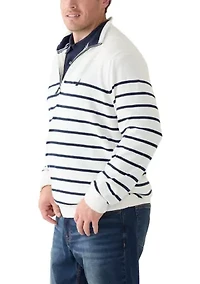 Big & Tall Navtech Striped Quarter-Zip Sweater