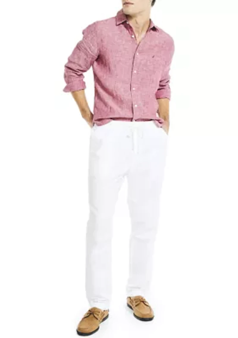 Classic Fit Drawstring Linen Pants