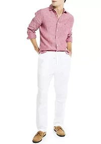 Classic Fit Drawstring Linen Pants
