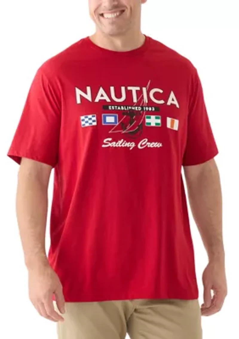 Big & Tall Short Sleeve Sailing Crew Front Graphic T-Shirt