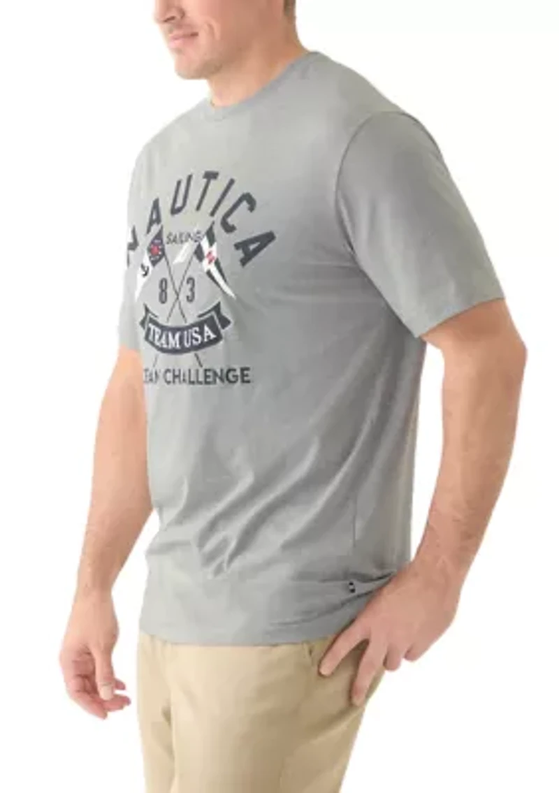 Big & Tall Short Sleeve Ocean Challenge Embroidered Front Graphic T-Shirt