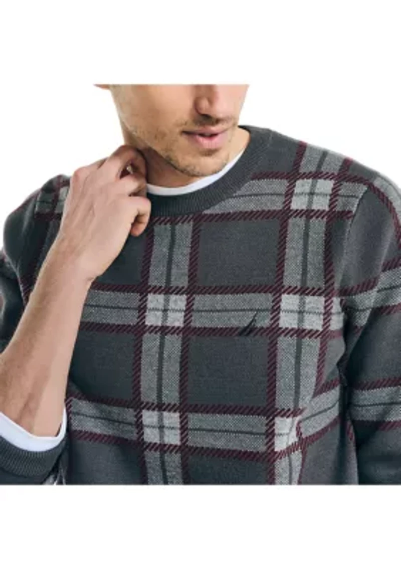 Navtech Plaid Jacquard Crew Neck Sweater