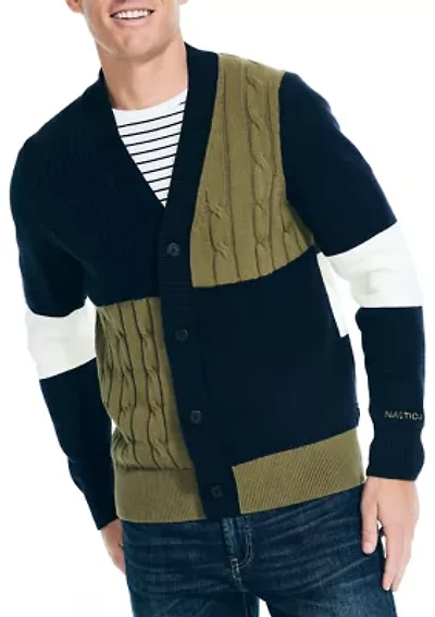 Textured Color Block Cardigan