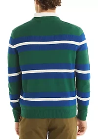 Striped Textured Crew Neck Sweatshirt