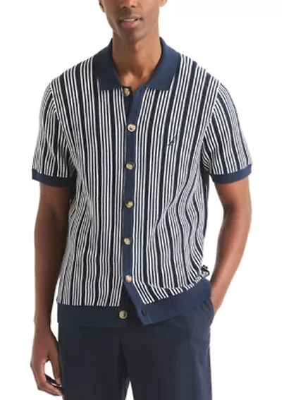 Striped Sweater Polo Shirt