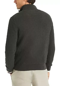 Textured Logo Quarter Zip Sweater