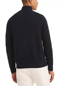 Textured Logo Quarter Zip Sweater