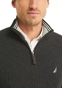Textured Logo Quarter Zip Sweater