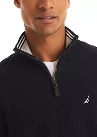 Textured Logo Quarter Zip Sweater