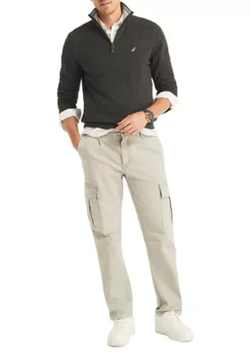 Textured Logo Quarter Zip Sweater