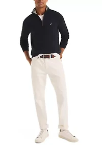 Textured Logo Quarter Zip Sweater