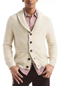 Men's Textured Cardigan with Shaw Collar