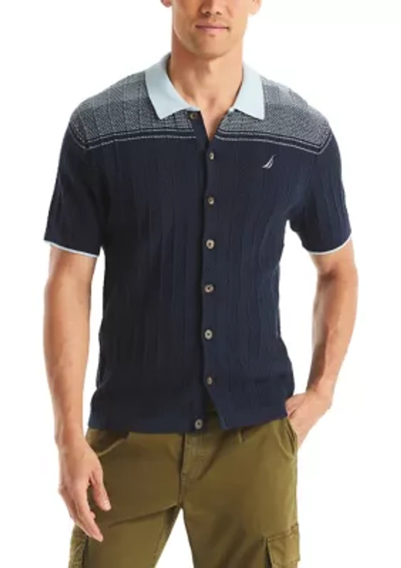 Short Sleeve Argyle Sweater