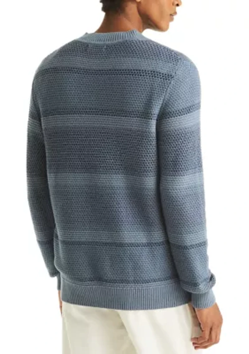 Men's Striped Texture Crew Neck Sweater