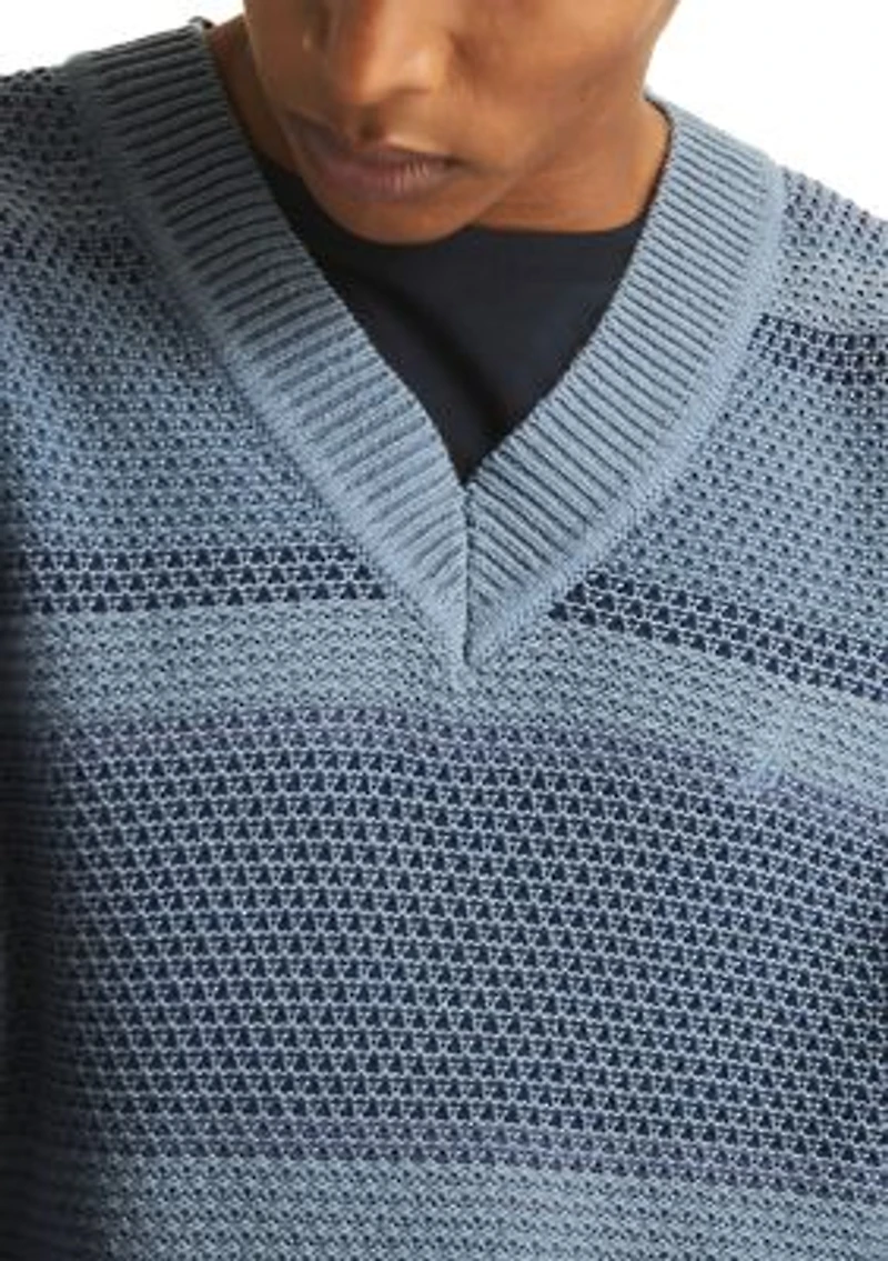 Men's Striped Texture Crew Neck Sweater
