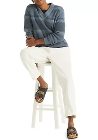 Men's Striped Texture Crew Neck Sweater