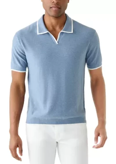Men's Short Sleeve Johnny Collar Sweater with Tipping