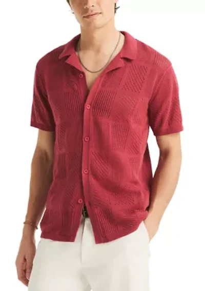 Men's Short Sleeve Open Square Sweater