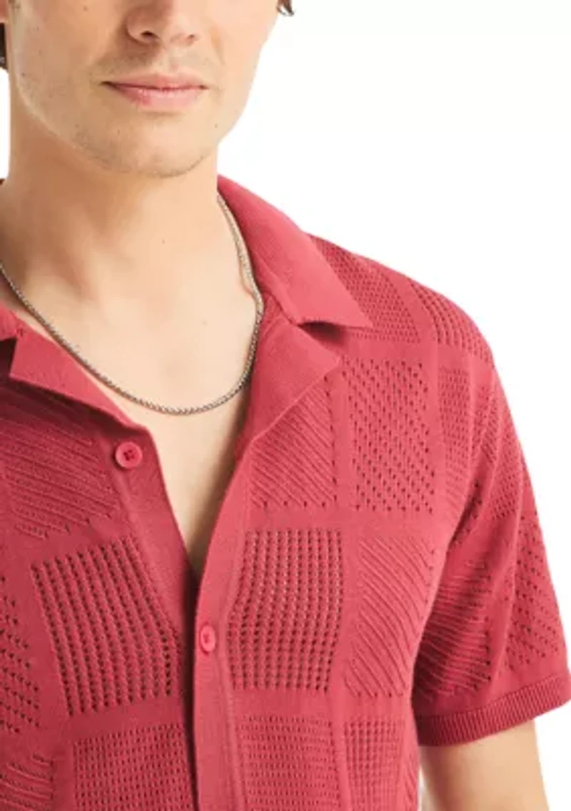 Men's Short Sleeve Open Square Sweater