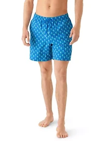 Men's Sail Boat Geo Print 6" Swim Trunks