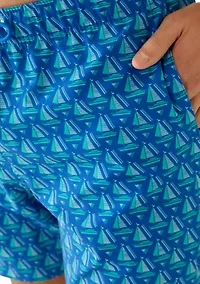 Men's Sail Boat Geo Print 6" Swim Trunks