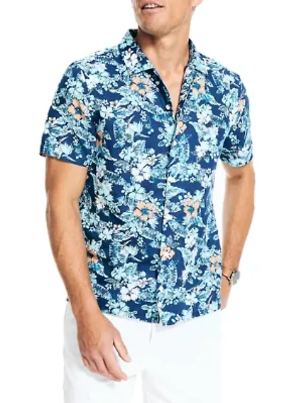 Sustainably Crafted Printed Linen Short-Sleeve Shirt