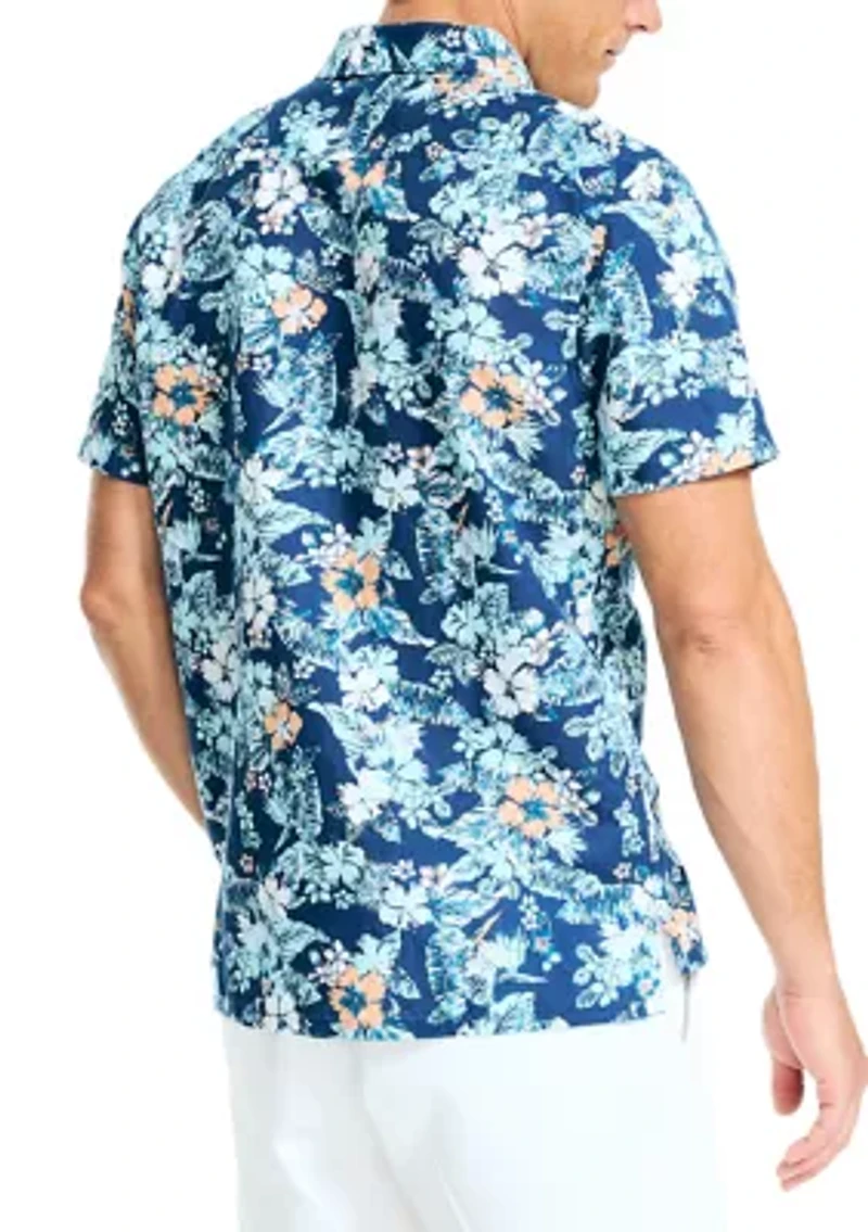 Sustainably Crafted Printed Linen Short-Sleeve Shirt