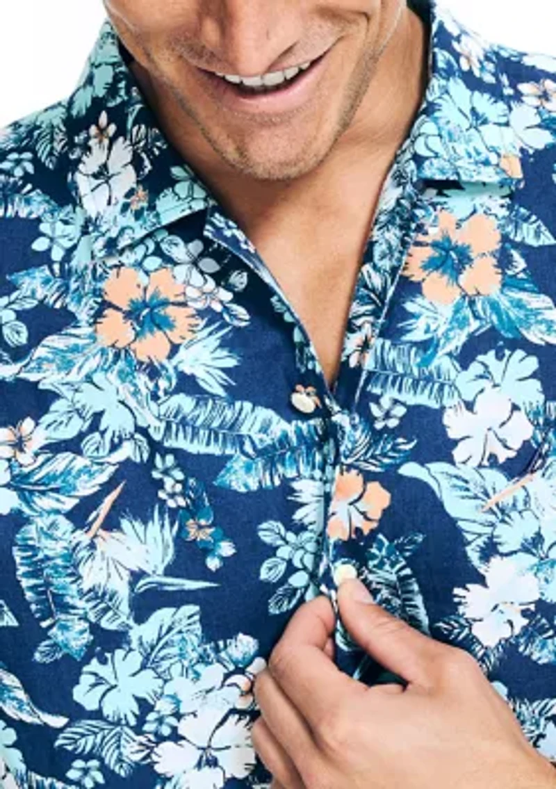 Sustainably Crafted Printed Linen Short-Sleeve Shirt