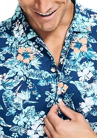 Sustainably Crafted Printed Linen Short-Sleeve Shirt