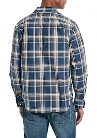 Long Sleeve Heathered Plaid Button Down Shirt