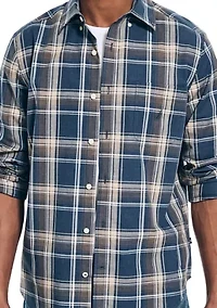 Long Sleeve Heathered Plaid Button Down Shirt