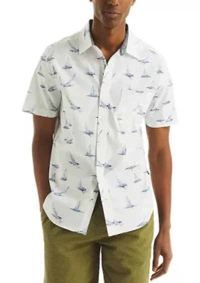 Men's Short-Sleeve Printed Oxford Shirt