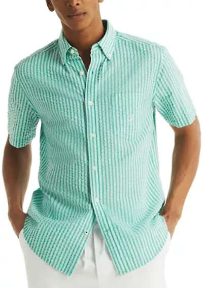 Short-Sleeve Striped Seersucker Shirt