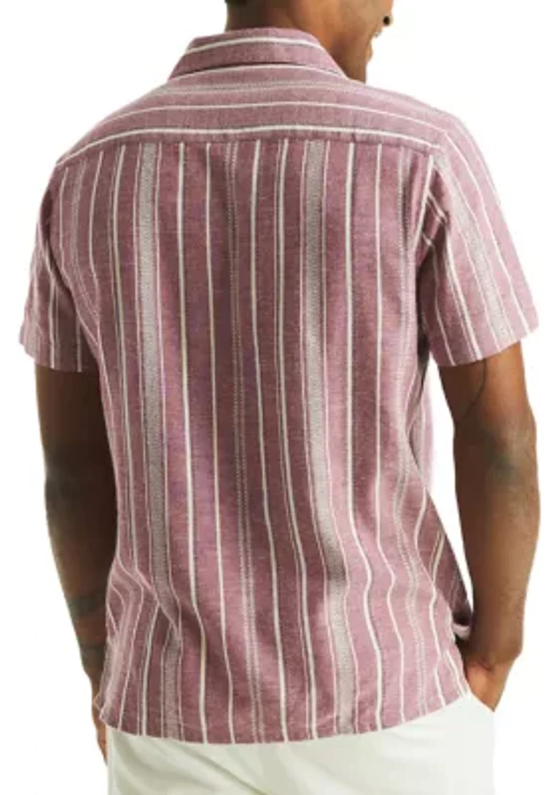 Striped Short Sleeve Camp Shirt