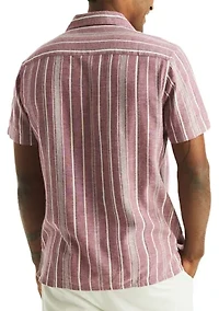Striped Short Sleeve Camp Shirt
