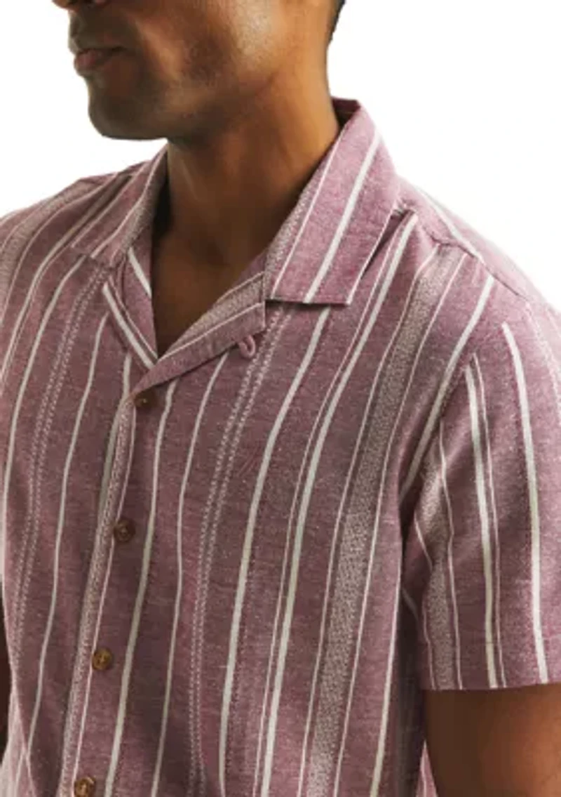 Striped Short Sleeve Camp Shirt