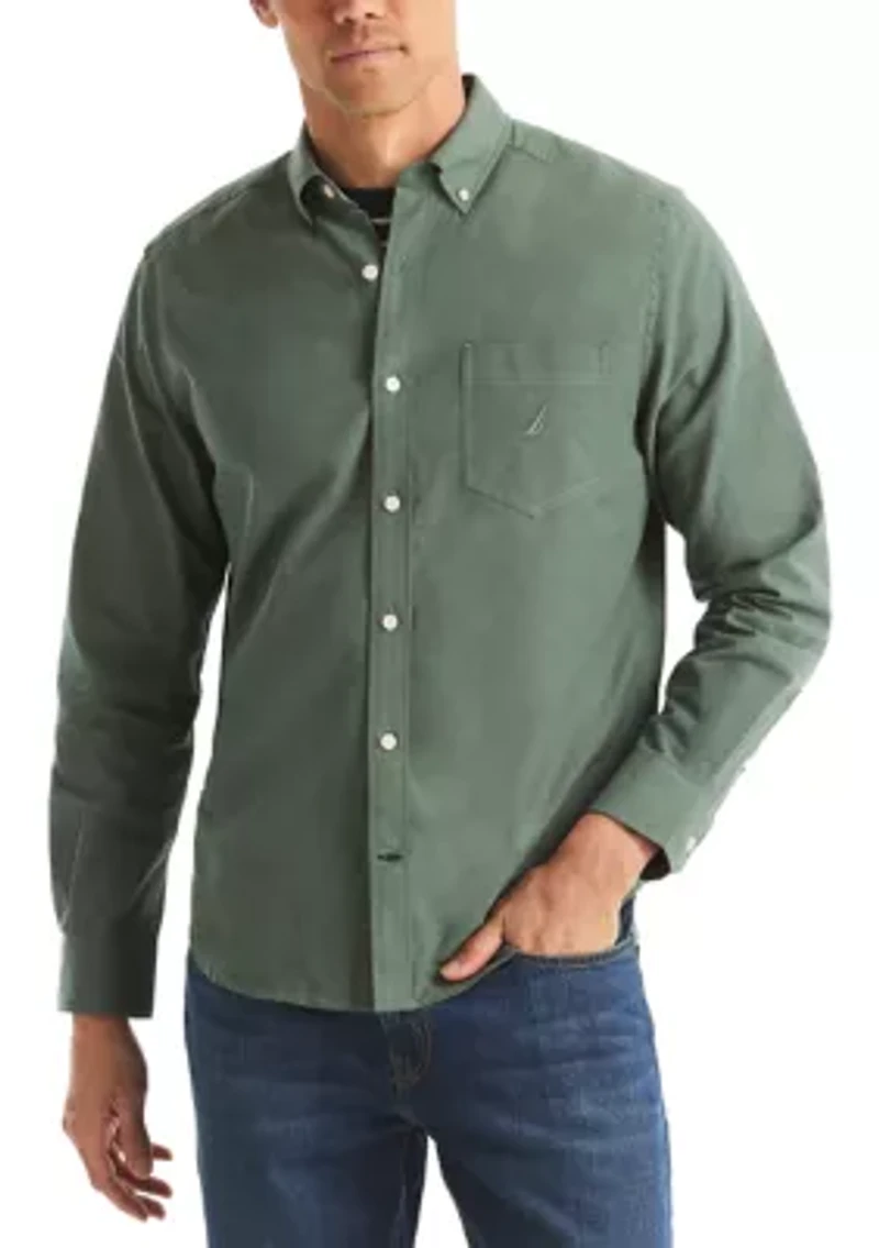 Long Sleeve Solid Oxford Woven Dress Shirt