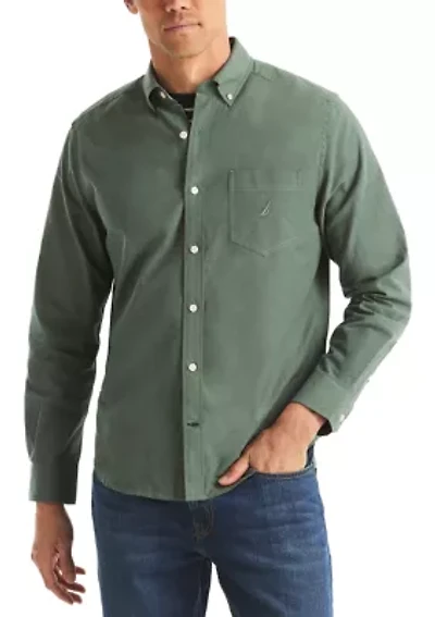 Long Sleeve Solid Oxford Woven Dress Shirt